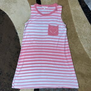 Girls Pink/White Stripped Nabee Tank Top, Size 8